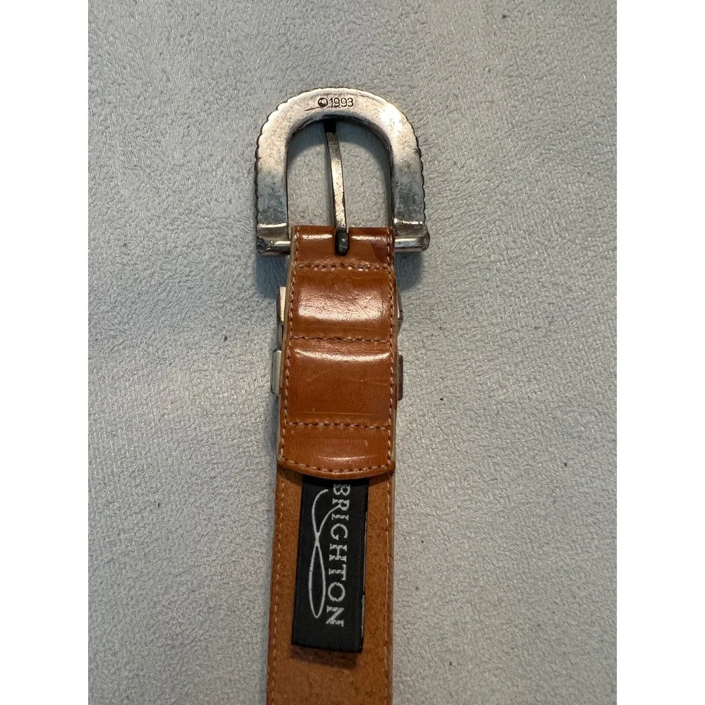 Brighton Vintage 1993 Brown Leather Western Belt Silver Buckle Mens Large